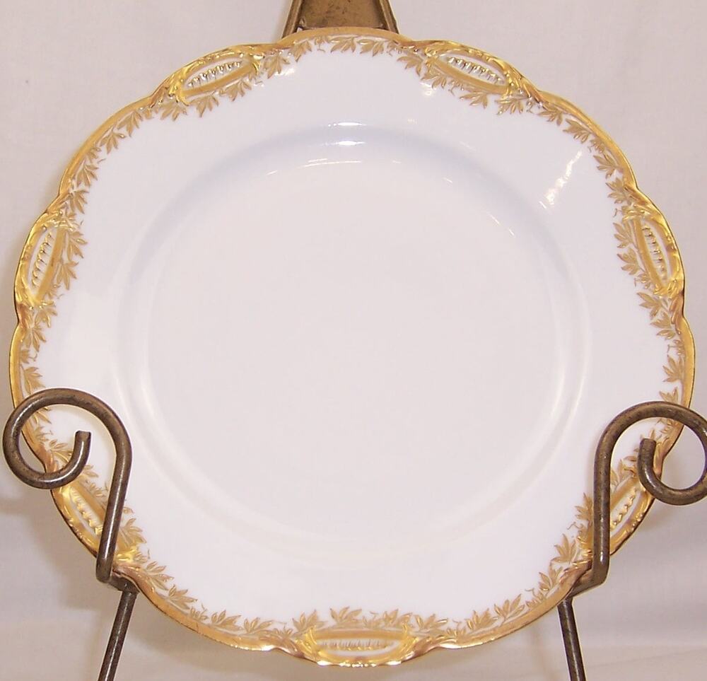 Antique Haviland Limoges 8 5/8 Luncheon Plate Heavy Gold Encrusted Filigree